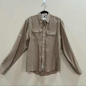 Apolis Global Citizen Military Woven Button Linen Work LS Shirt Men’s XL Office